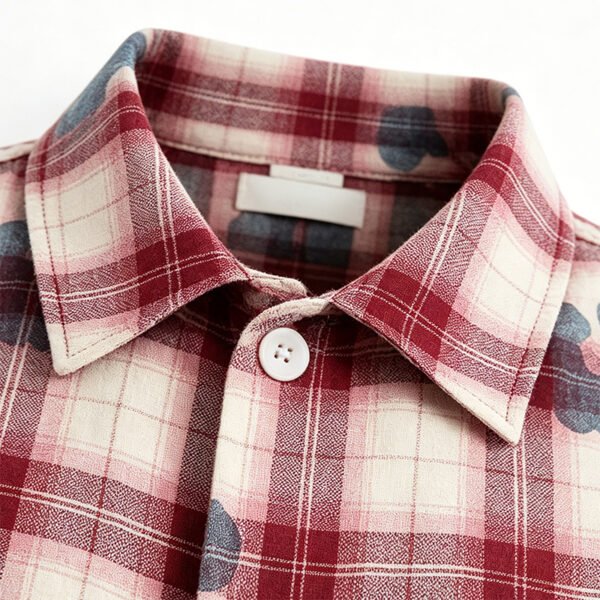 Custom Floral Plaid Short-Sleeve Shirt - Style 633FF9 - product detail view 2