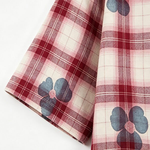 Custom Floral Plaid Short-Sleeve Shirt - Style 633FF9 - product detail view 4