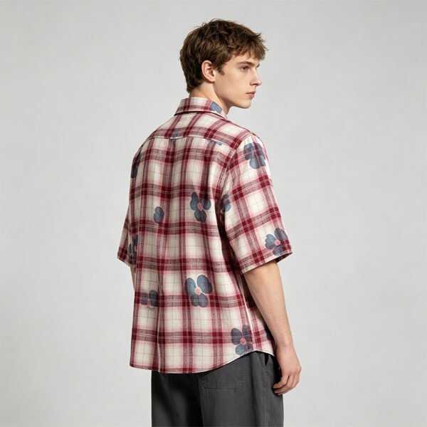 Custom Floral Plaid Short-Sleeve Shirt - Style 633FF9 - product detail view 7