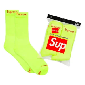Custom Fluorescent Yellow Crew Sock Four-Pack - Style 78B535