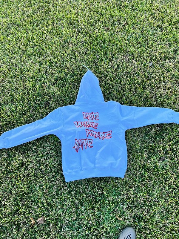 Custom Foam Print Drawstring Pullover Hoodie | - Style 171091 - product detail view 2