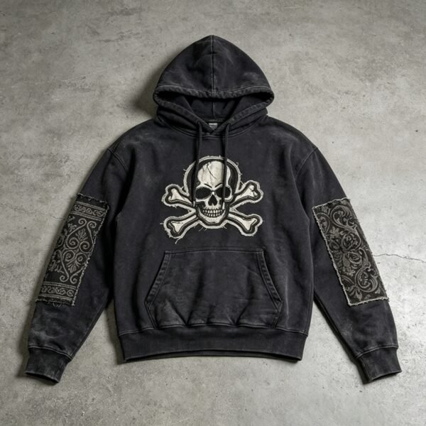 Custom Frayed Skull Applique Pullover Hoodie - VW-03CF - Style 03CF8F - product detail view 4 Custom Frayed Skull Applique Pullover Hoodie - VW-03CF - Style 03CF8F - product detail view 4