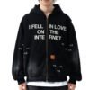 Custom Frayed Script Print Zip-Front Jacket - Style 9BF98F - product detail view 2 Custom Frayed Script Print Zip-Front Jacket - Style 9BF98F - product detail view 2