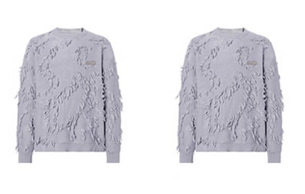 Custom Fringe Jacquard Crew Neck Sweater - Style DF2B5F - product detail view 6