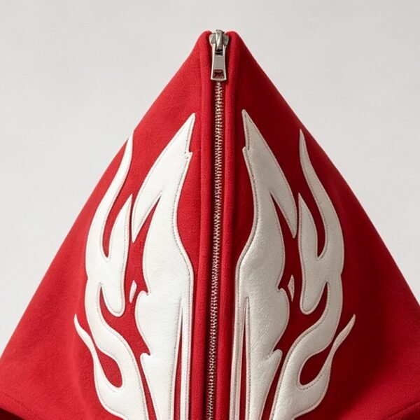 Custom Full-Face Zip Flame Heart Puff Embroidered Hoodie - Style F5CA1E - product detail view 2 Custom Full-Face Zip Flame Heart Puff Embroidered Hoodie - Style F5CA1E - product detail view 2