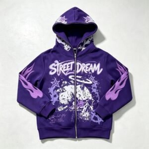 Custom Purple Full-Zip Face Cover Hoodie - Style 9A0922