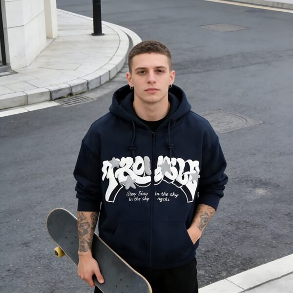Custom Full-Zip Puff Graphic Streetwear Hoodie - Style 39C597 Custom Full-Zip Puff Graphic Streetwear Hoodie - Style 39C597
