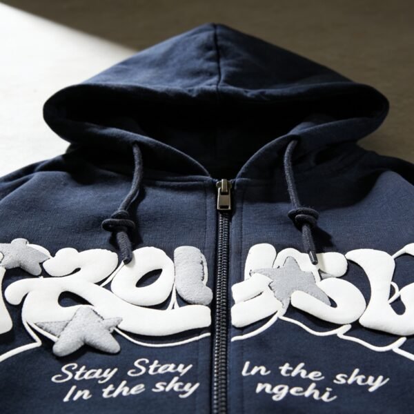 Custom Full-Zip Puff Graphic Streetwear Hoodie - Style 39C597 - product detail view 4 Custom Full-Zip Puff Graphic Streetwear Hoodie - Style 39C597 - product detail view 4