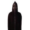 Custom Full-Zip Rhinestone Face Hoodie - Style 01E85B Black full-zip hoodie with a rhinestone mask design on the hood