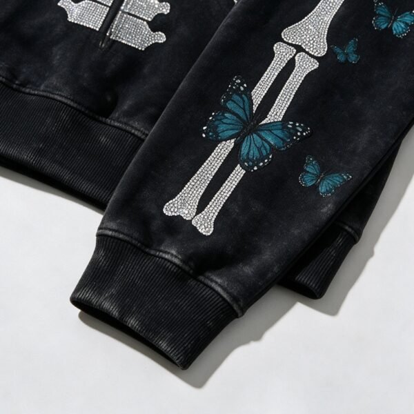 Custom Full-Zip Skeleton Butterfly Hooded Jacket - Style 8111EA - product detail view 3