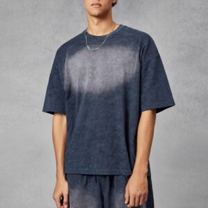 Dark blue and grey tie-dye effect oversized t-shirt