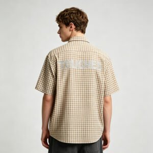 Custom Short-Sleeve Gingham Camp Shirt | VW-52F6B4BC - Style 52F6B4