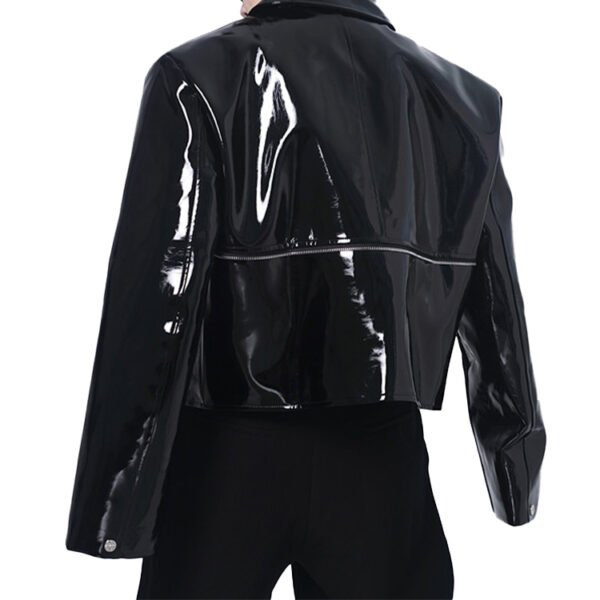 Custom Glossy Zip-Front Moto Jacket - Style 8B241C - product detail view 3