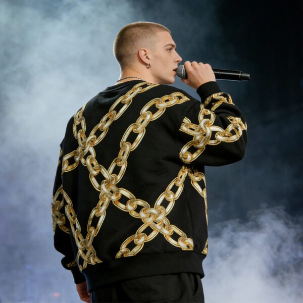 Custom Gold Chain Graphic Long-Sleeve Streetwear Top - Style C62A08 - product detail view 4