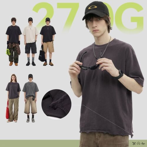 Custom Boxy Washed Distressed-Hem T-Shirt - Style A6F54C Custom Boxy Washed Distressed-Hem T-Shirt - Style A6F54C