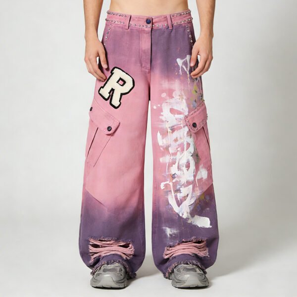 Custom Gradient Distressed Rivet Cargo Pants - Style 7B7299 - product detail view 3 Custom Gradient Distressed Rivet Cargo Pants - Style 7B7299 - product detail view 3