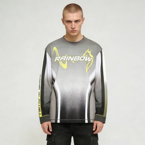 Custom Gradient Moto Jersey with Engineered Collar Entry - Style 6A9275 Custom Gradient Moto Jersey with Engineered Collar Entry - Style 6A9275