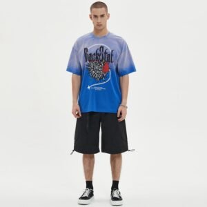 Custom Gradient Patch-Graphic Streetwear T-Shirt - Style 97BEB2