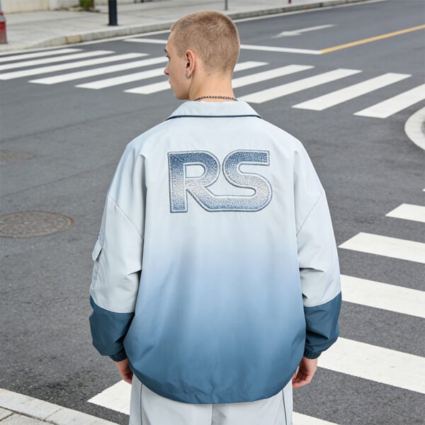 Custom Gradient Patchwork Embroidered Jacket | - Style E5A7E0 - product detail view 3 Custom Gradient Patchwork Embroidered Jacket | - Style E5A7E0 - product detail view 3
