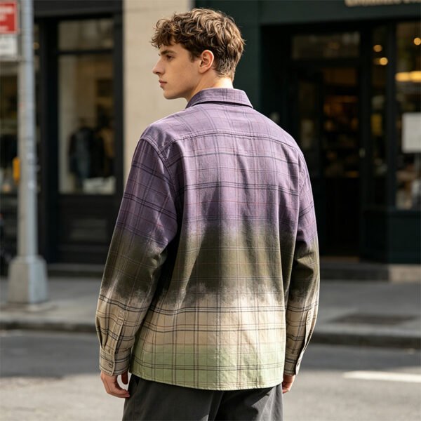 Custom Gradient Plaid Long-Sleeve Pocket Shirt - Style D0A356 - product detail view 5