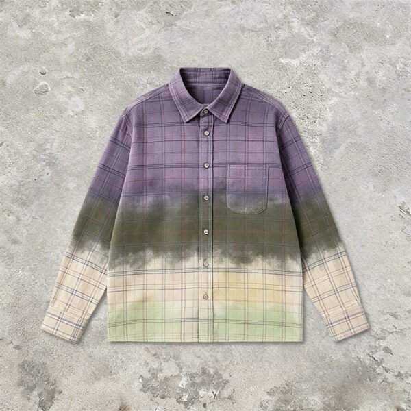 Custom Gradient Plaid Long-Sleeve Pocket Shirt - Style D0A356 - product detail view 10