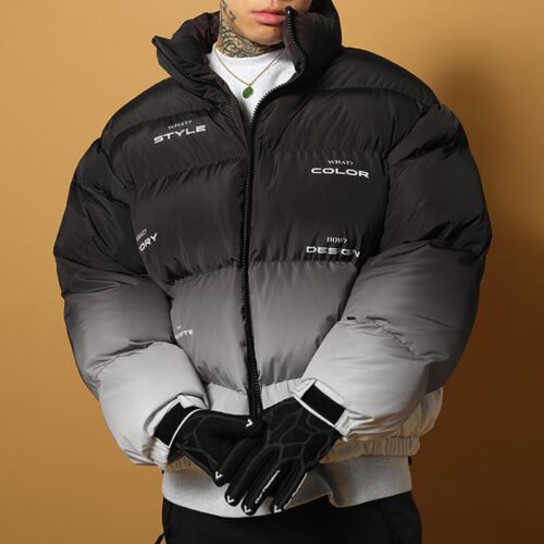 Custom Gradient Puffer Jacket with Utility Pockets - Style 463A72