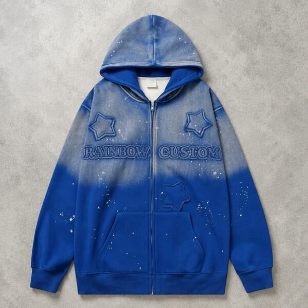 Custom Gradient Star Applique Zip Hoodie VWH-8628476 - Style E87069