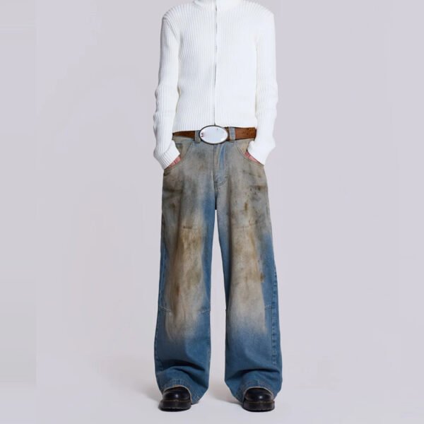 Custom Gradient Wash Wide-Leg Denim Pants - Style 91FFCF - product detail view 2