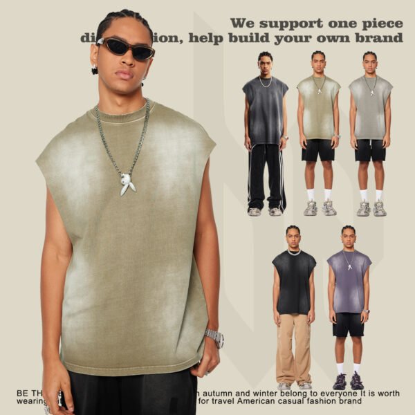 Custom Gradual-Wash Vintage Sleeveless Tank Top S1520 - Style B7DD41