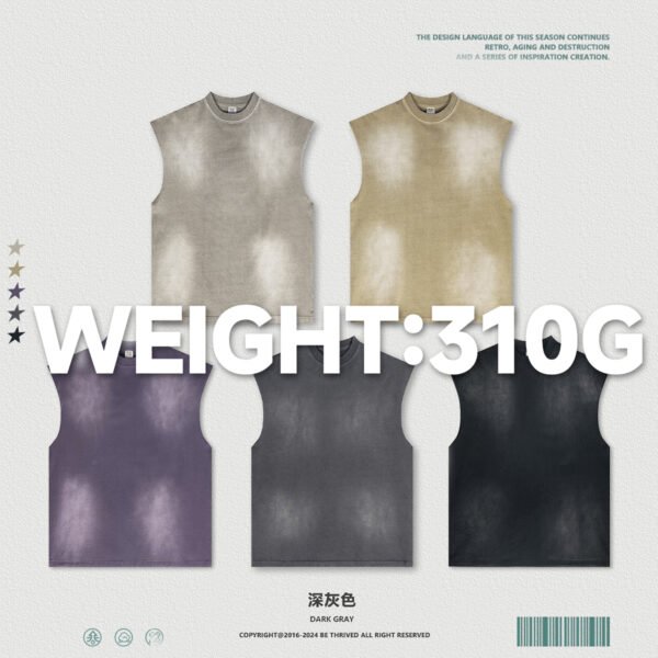 Custom Gradual-Wash Vintage Sleeveless Tank Top S1520 - Style B7DD41 - product detail view 5