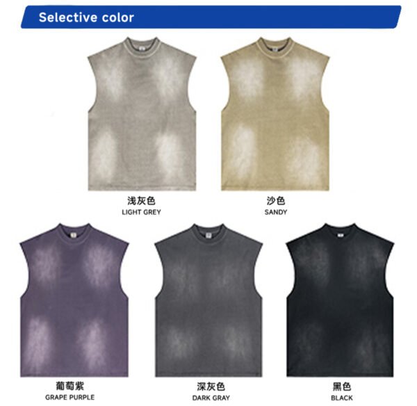 Custom Gradual-Wash Vintage Sleeveless Tank Top S1520 - Style B7DD41 - product detail view 7