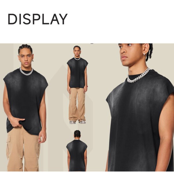 Custom Gradual-Wash Vintage Sleeveless Tank Top S1520 - Style B7DD41 - product detail view 13