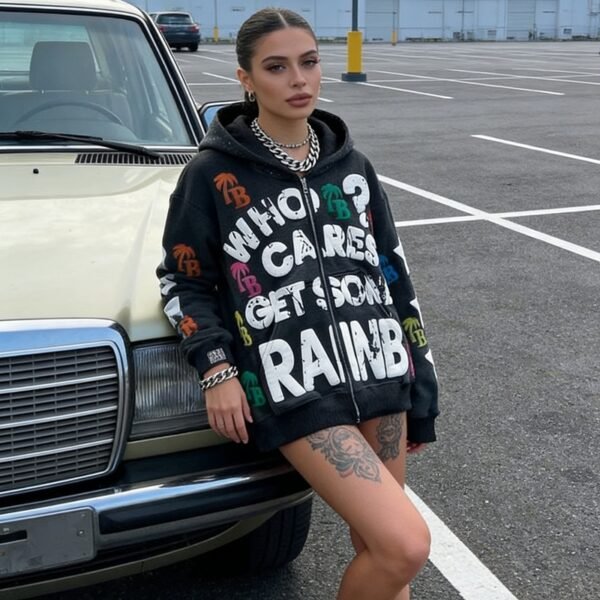 Custom Graffiti Placement Zip Hoodie | VW-7D9A10056FE691AF - Style 7D9A10 - product detail view 2