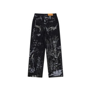 Custom Graffiti Print Straight-Leg Jeans | VW-594D9D - Style 594D9D