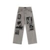 Custom Graffiti Print Loose Straight Denim Jeans - Style CFD38E - product detail view 2