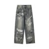 Custom Graffiti Print Loose Straight Denim Jeans - Style CFD38E - product detail view 3