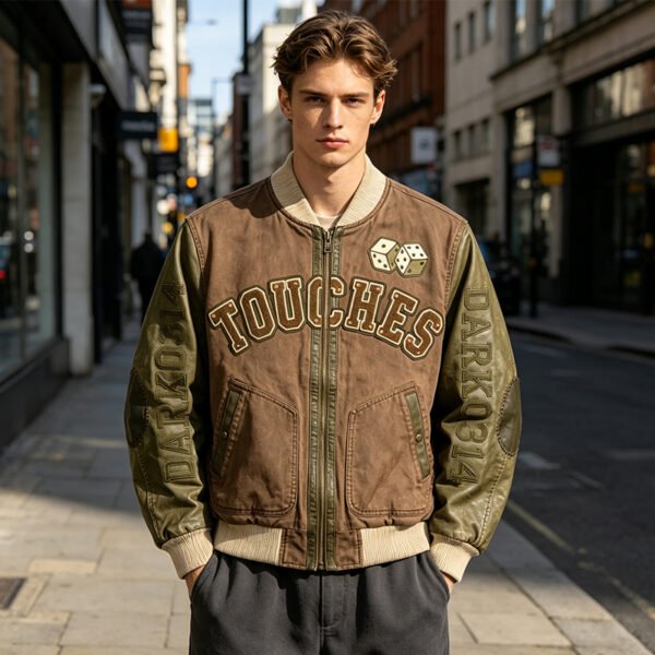 Custom Graphic Panel Baseball Jacket 707-02 - Style A574B7 - product detail view 4 Custom Graphic Panel Baseball Jacket 707-02 - Style A574B7 - product detail view 4