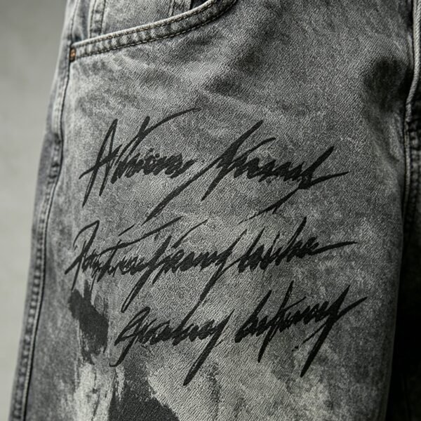 Custom Acid-Washed Graphic Cargo Capri Jeans - Style 2245EB - product detail view 6 Custom Acid-Washed Graphic Cargo Capri Jeans - Style 2245EB - product detail view 6