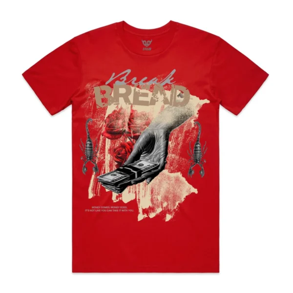 Custom Red Graphic Crewneck Streetwear T-Shirt - Style 9F87EA - product detail view 2 Custom Red Graphic Crewneck Streetwear T-Shirt - Style 9F87EA - product detail view 2