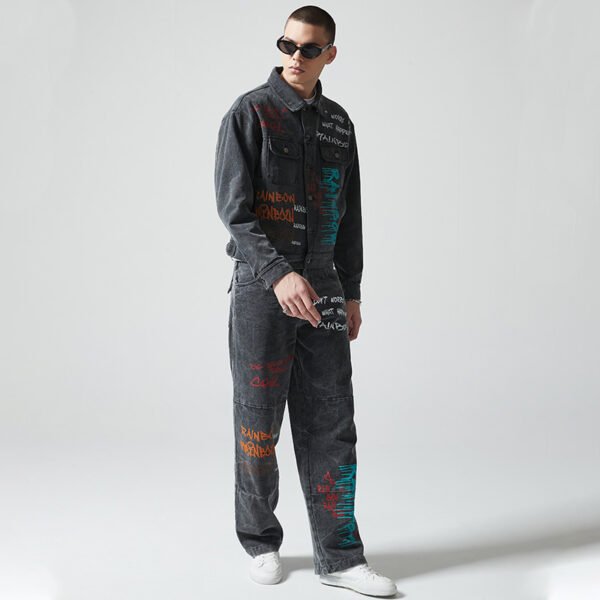 Custom Washed Graphic Denim Jacket and Jeans Set - Style 0A2596 - product detail view 5 Custom Washed Graphic Denim Jacket and Jeans Set - Style 0A2596 - product detail view 5
