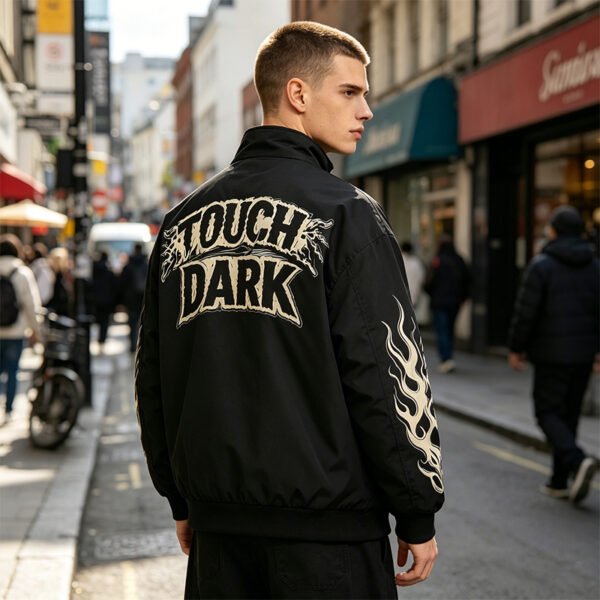 Custom Graphic Flame Oversized Bomber Jacket VW-653549 - Style 65D354 - product detail view 4