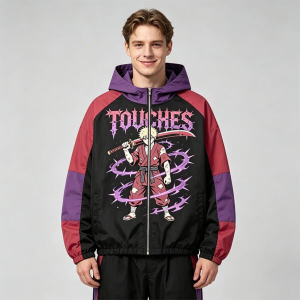 Custom Hooded Samurai Graphic Windbreaker 6ABF - Style 6ABFC5 - product detail view 5