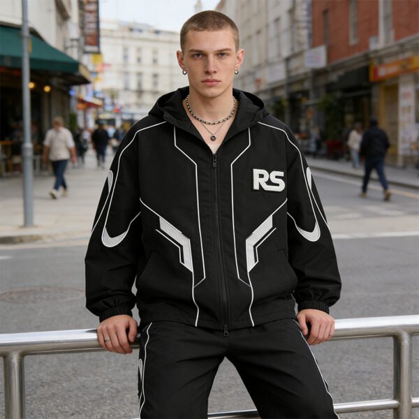 Custom Graphic Panel Hooded Windbreaker - Style D8AF28 - product detail view 3
