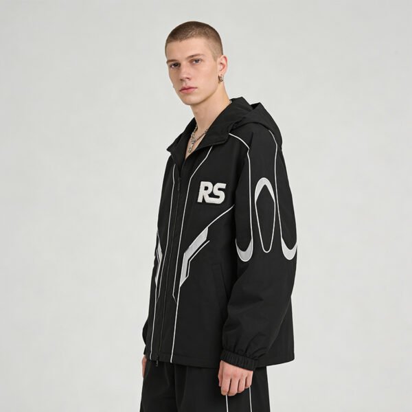 Custom Graphic Panel Hooded Windbreaker - Style D8AF28 - product detail view 5