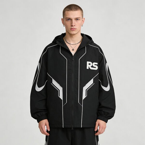 Custom Graphic Panel Hooded Windbreaker - Style D8AF28 - product detail view 6