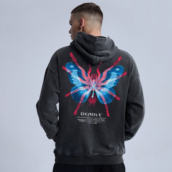 Custom Washed Graphic Patch Streetwear Hoodie - Style 76503C - product detail view 2