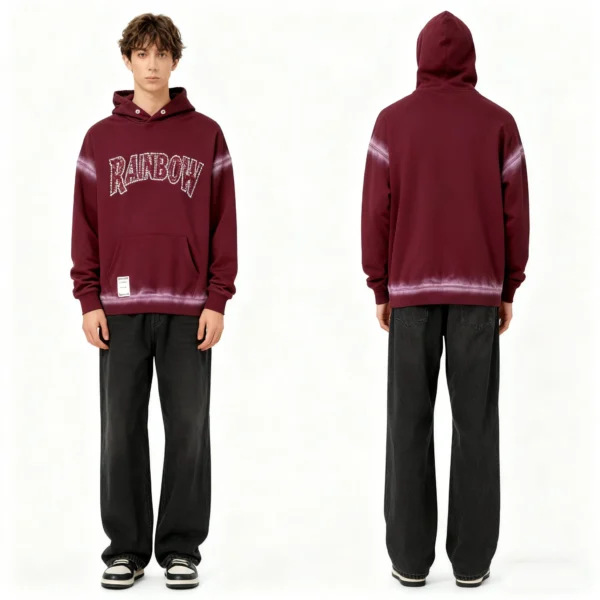 Custom Washed Graphic Patch Streetwear Hoodie - Style 76503C - product detail view 10