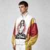 Custom Stand Collar Graphic Patchwork Jacket - Style 907D56 - product detail view 2 Custom Stand Collar Graphic Patchwork Jacket - Style 907D56 - product detail view 2