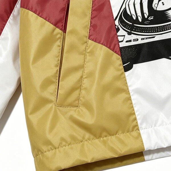 Custom Stand Collar Graphic Patchwork Jacket - Style 907D56 - product detail view 6 Custom Stand Collar Graphic Patchwork Jacket - Style 907D56 - product detail view 6