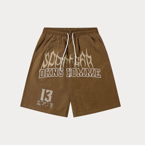 Custom Brown Graphic Drawstring Street Shorts - Style 58E017 Custom Brown Graphic Drawstring Street Shorts - Style 58E017
